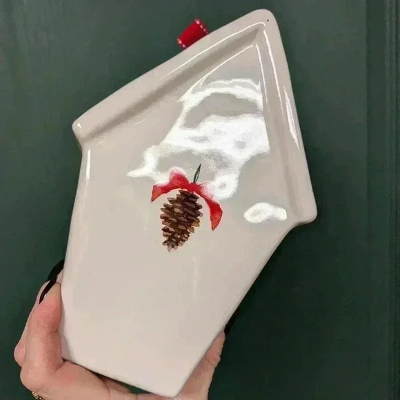 Rae Dunn home birdhouse with pinecone  picture on the back - Picture 2 of 5